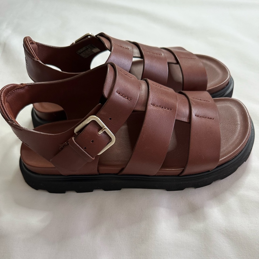 UGG Brown Sandals with Chunky Design and Buckle Closure